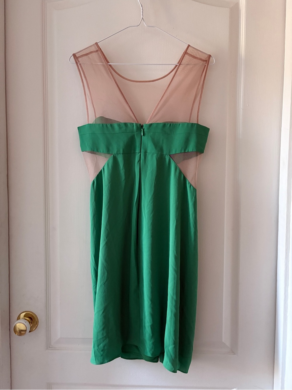 BCBGMaxAzria Green Dress with Nude Mesh Inset